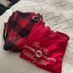 Ladies “This is my Hallmark Watching” Shirt and Blanket